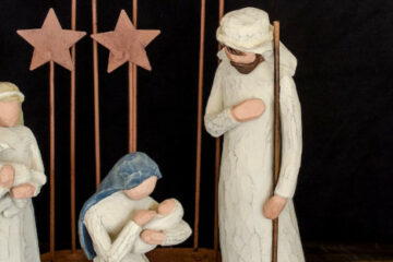 Une crèche de Noël avec des étoiles